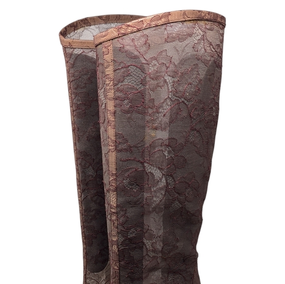 Valentino Garavani Runway Sheer Floral Lace Tall Heeled Statement Boot Size EU38 - Picture 5 of 14
